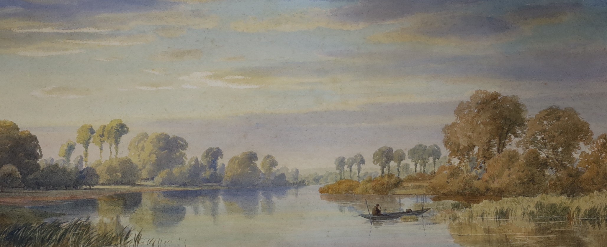 English School c.1900, pair of watercolours, The Thames at Magna Carter Island, 23 x 53cm